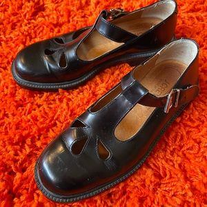 90s Black Leather J Crew Mary Janes